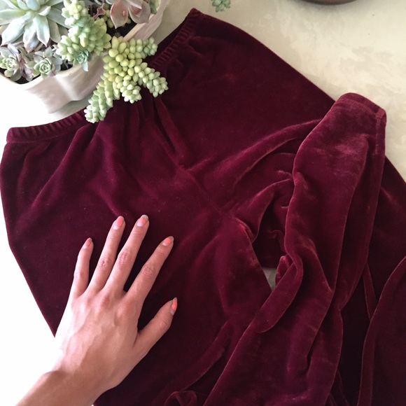 🍷Velvet leggings in red wine color - Picture 3 of 4