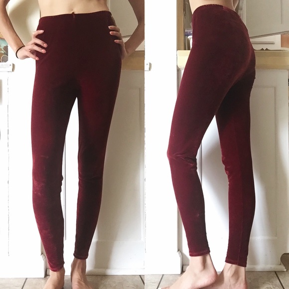 🍷Velvet leggings in red wine color - Picture 2 of 4