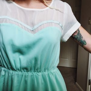 Francesca's Mint Blue & White Dress