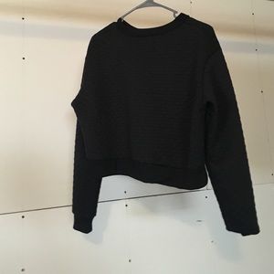 Black Cropped Crewneck Sweater