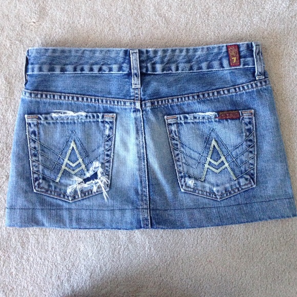 7 for all mankind distressed jean skirt