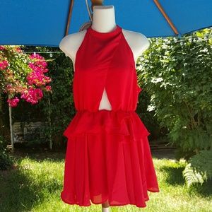 NWOT Red Hot Criss Cross Halter Dress