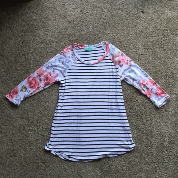 Chris & Carol floral/stripe flowy shirt