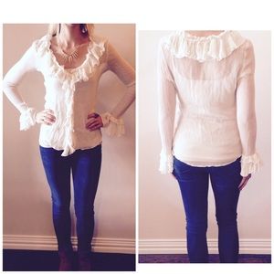 Tory Burch silk button up cream blouse