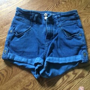 Top Shop Moto blue jean high waisted shorts