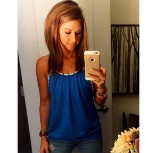 Lululemon No Limits Tank Blue White Stripe Size 6