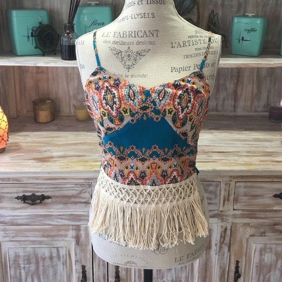 NWOT "Young and Baroque" fringe crop top - Picture 1 of 3