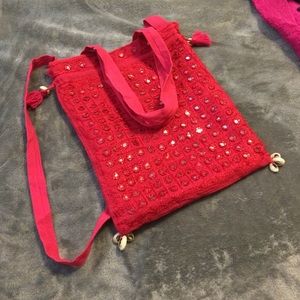 Red Cross body tote made in India