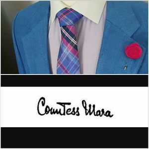 Countess Mora Mens Blue %100 Silk Blazer 44R