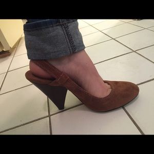 Michael Kors brown suede heel with buckle