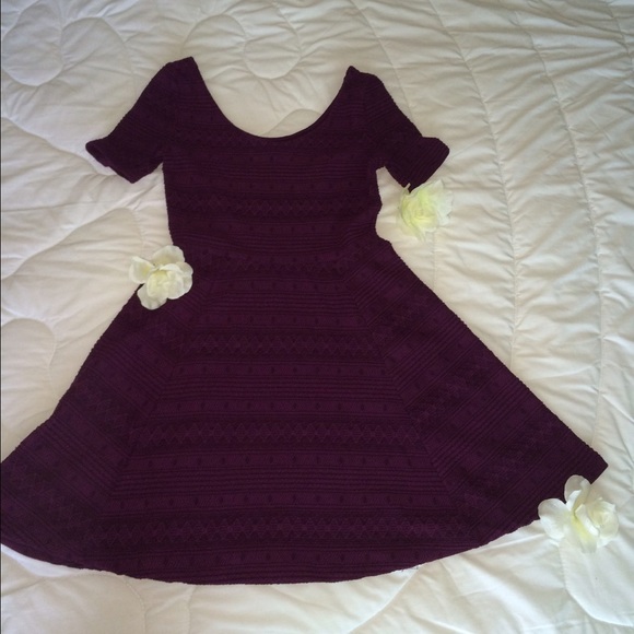 Plum detailed A line dress