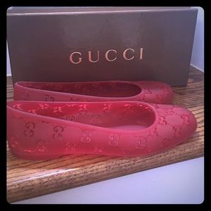 Authentic Gucci Jelly red monogram ballet flats