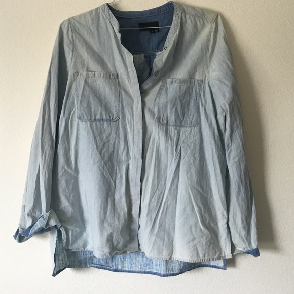 VINCE collarless chambray shirt