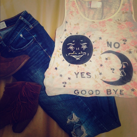 Floral high-Low Crop Top Tank