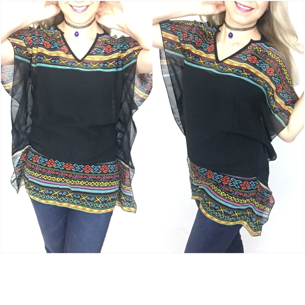 🔴PRICEDROP🔴WOW Coolest Unique Tribal Top Small - Picture 2 of 8