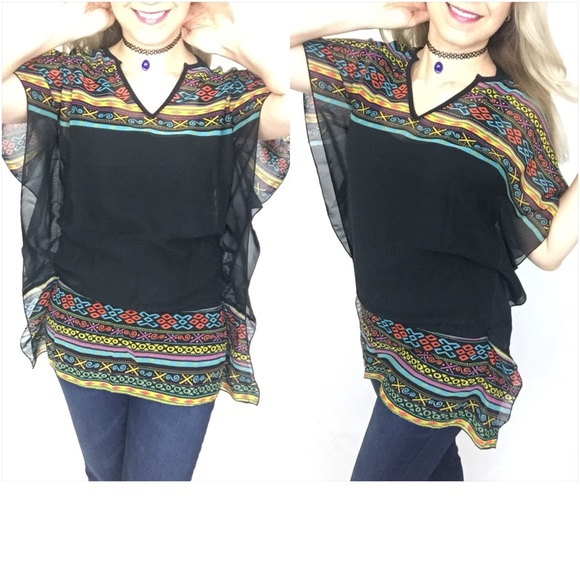 🔴PRICEDROP🔴WOW Coolest Unique Tribal Top Small - Picture 2 of 8