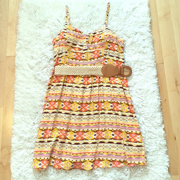 Colorful Tribal Sundress with Woven Belt - Picture 1 of 4