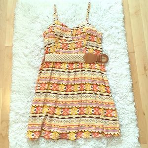 Colorful Tribal Sundress with Woven Belt
