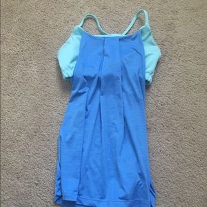 Light blue tank top with built in sports bra