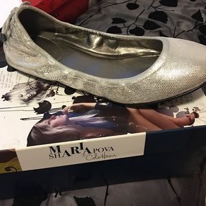 Metallic silver ballet flats size 7.5