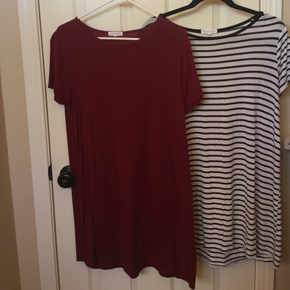 T shirt dress in black striped