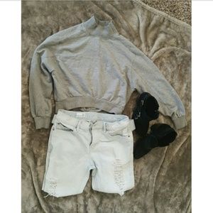 Grey Cropped Turtleneck