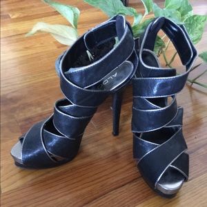 black and silver Aldo heels