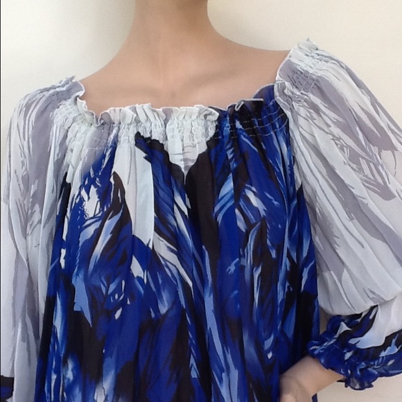 ๐๐ดSheer Flower Blue Top - Picture 4 of 4