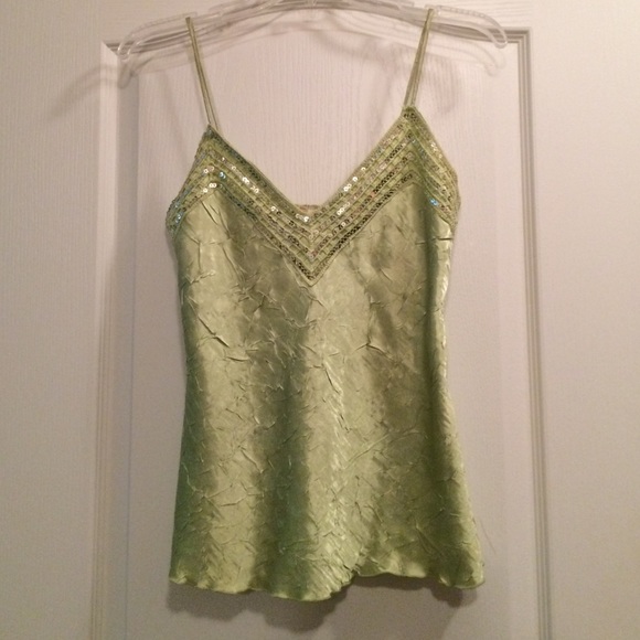 Lime green tank top with sequin detail