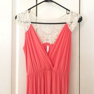 Maternity lace-back maxi dress