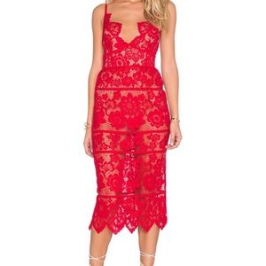 For Love and Lemons Gianna Dress in Red - XS