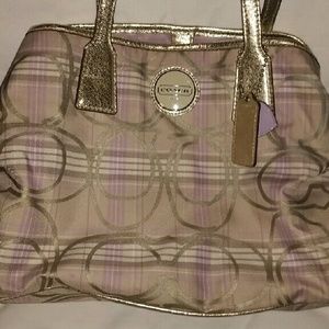 Purple and gold large Coach purse