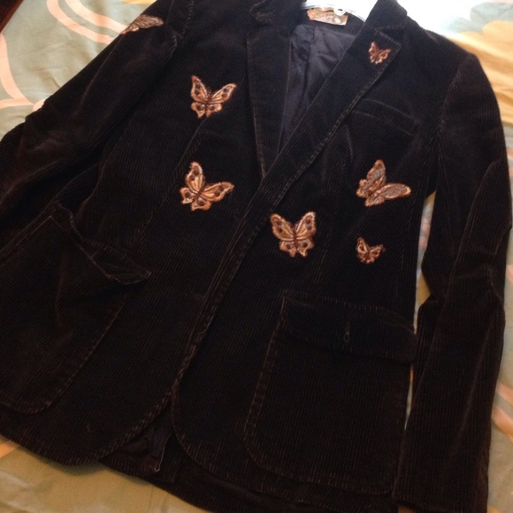 Vintage Corduroy Jacket with Butterfly Patches