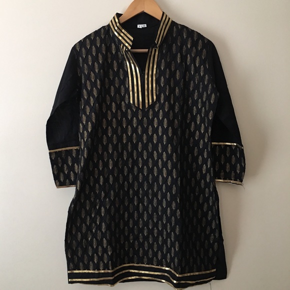 Black & Gold Indian Kurti