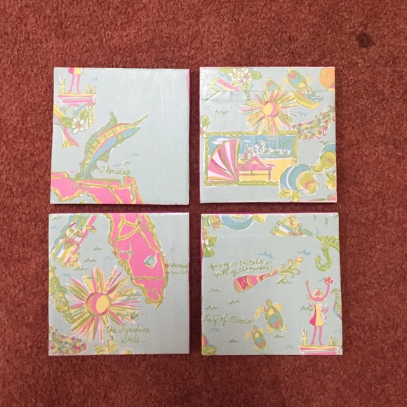 Lilly Pulitzer inspired coasters (set of 4)