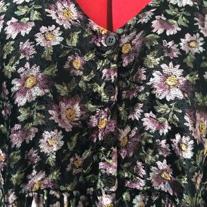Vintage 90s baby doll velvet floral dress