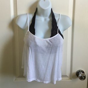 Garage White Flowy Crop Top