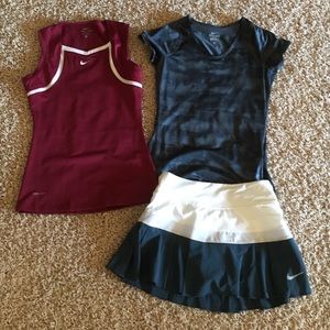 Nike dry fit tennis skirt and tops.