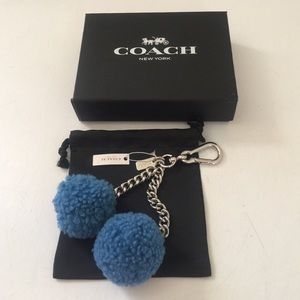 Coach blue Pom Pom keychain