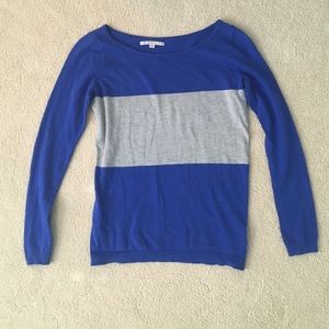 Blue and gray striped sweater