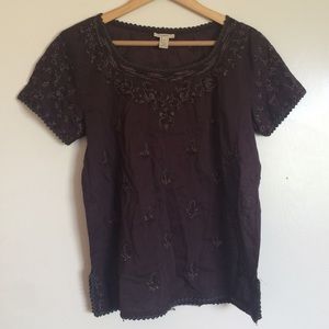 J.Crew boho embroidered top