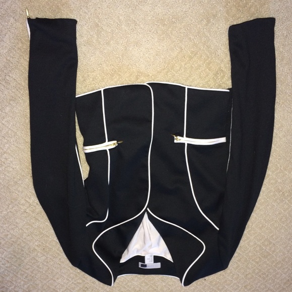 black with white stripe blazer