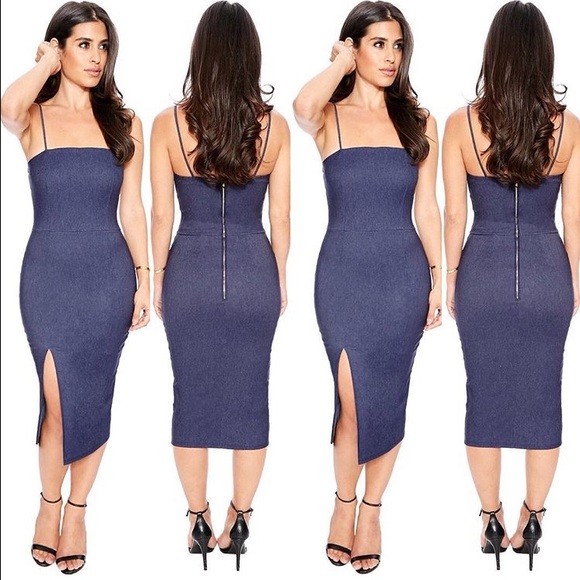NWT NAKED WARDROBE HIGH OFF THE SLIT MIDI DRESS