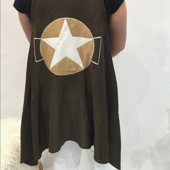 Sleeveless olive waterfall cardigan - Picture 4 of 4