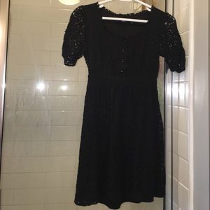 Black laced dress.