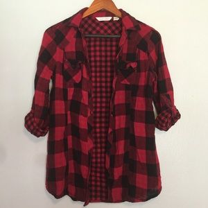 Red and Black Button Up