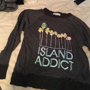 Wildfox "island addict" distressed sweatshirt