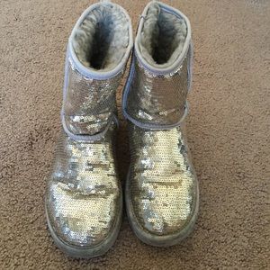 Silver sequin UGG boots size 6