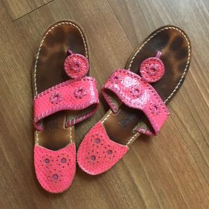 Pink snakeskin Jack Rogers sandals