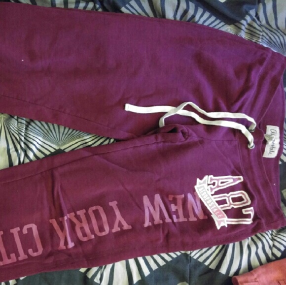 Aeropostale burgundy and pink sweatpants
